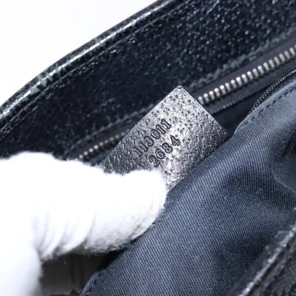 GUCCI GG Canvas Hand Bag Black Silver 113011 Auth - Picture 14 of 16